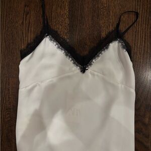 Elegant Black and White Lace Trim Camisole